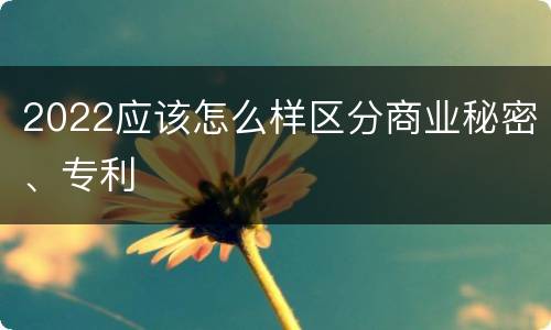 2022应该怎么样区分商业秘密、专利