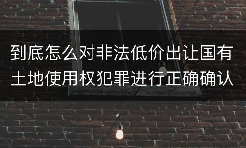 到底怎么对非法低价出让国有土地使用权犯罪进行正确确认