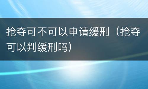 抢夺可不可以申请缓刑（抢夺可以判缓刑吗）