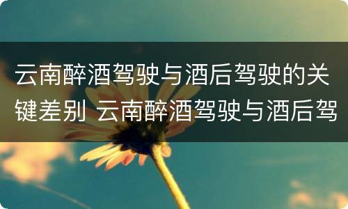 云南醉酒驾驶与酒后驾驶的关键差别 云南醉酒驾驶与酒后驾驶的关键差别在于