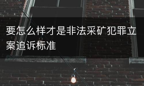 要怎么样才是非法采矿犯罪立案追诉标准