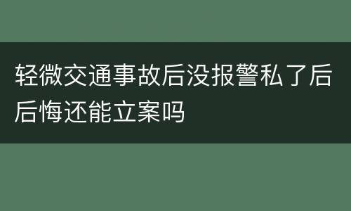 轻微交通事故后没报警私了后后悔还能立案吗