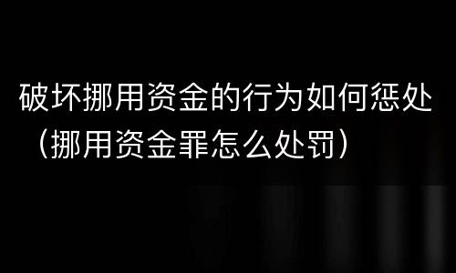 破坏挪用资金的行为如何惩处（挪用资金罪怎么处罚）