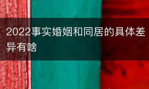 2022事实婚姻和同居的具体差异有啥