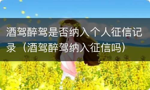酒驾醉驾是否纳入个人征信记录（酒驾醉驾纳入征信吗）