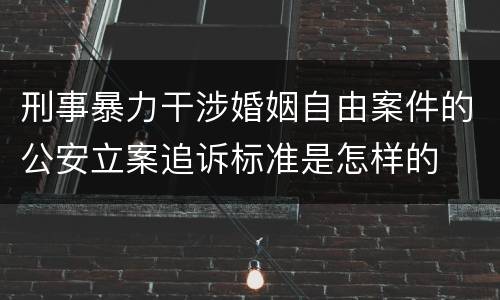 刑事暴力干涉婚姻自由案件的公安立案追诉标准是怎样的