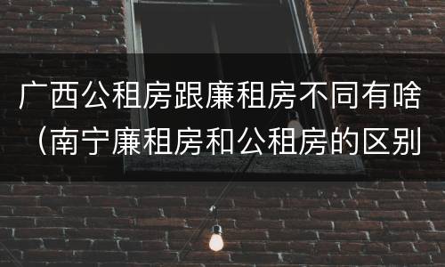 广西公租房跟廉租房不同有啥（南宁廉租房和公租房的区别）