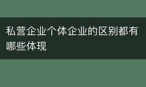 私营企业个体企业的区别都有哪些体现