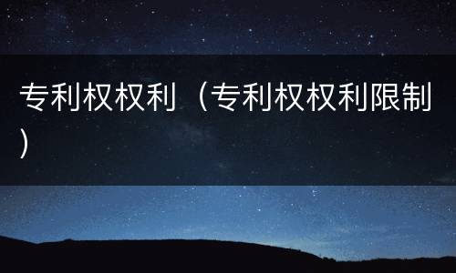 专利权权利（专利权权利限制）