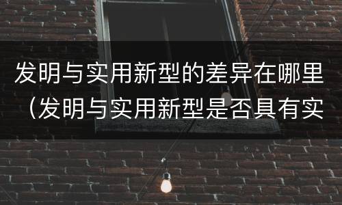 发明与实用新型的差异在哪里（发明与实用新型是否具有实用性）