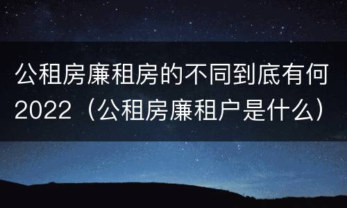 公租房廉租房的不同到底有何2022（公租房廉租户是什么）