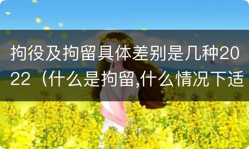 拘役及拘留具体差别是几种2022（什么是拘留,什么情况下适用拘留）