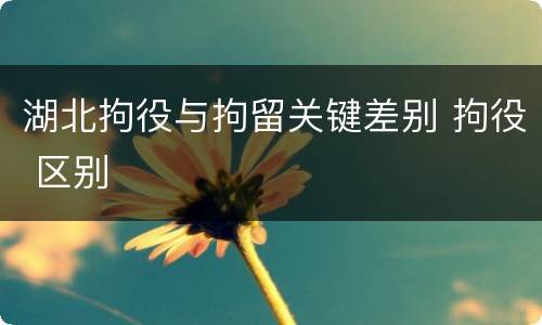 湖北拘役与拘留关键差别 拘役 区别