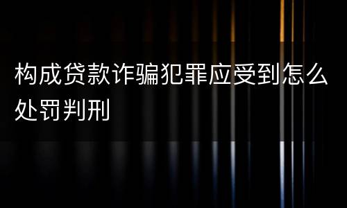 构成贷款诈骗犯罪应受到怎么处罚判刑