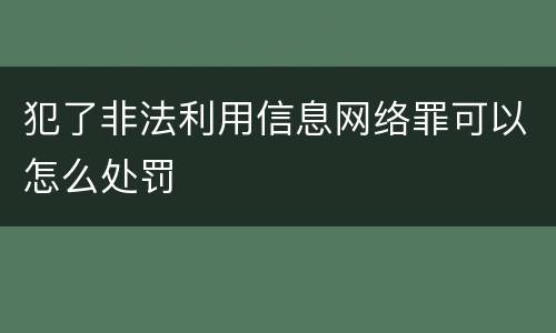 犯了非法利用信息网络罪可以怎么处罚