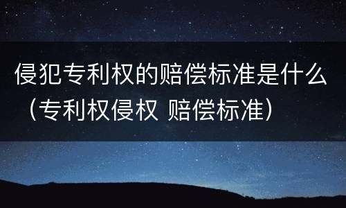 侵犯专利权的赔偿标准是什么（专利权侵权 赔偿标准）