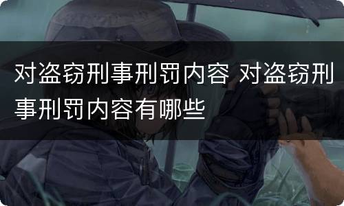 对盗窃刑事刑罚内容 对盗窃刑事刑罚内容有哪些