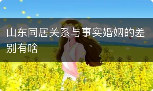 山东同居关系与事实婚姻的差别有啥