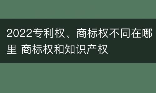 2022专利权、商标权不同在哪里 商标权和知识产权