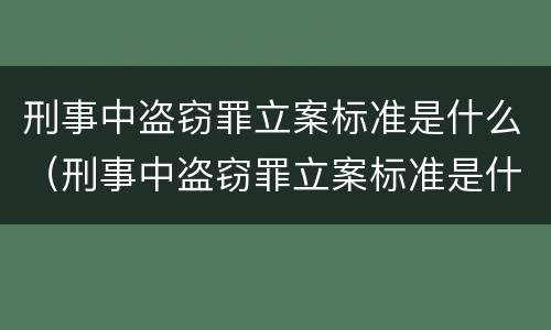 刑事中盗窃罪立案标准是什么（刑事中盗窃罪立案标准是什么样的）