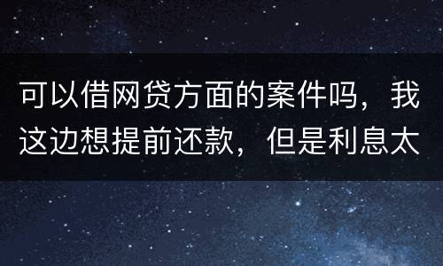 可以借网贷方面的案件吗，我这边想提前还款，但是利息太高