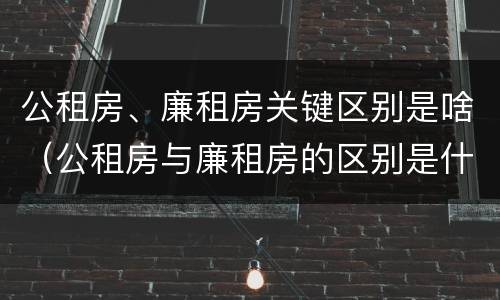 公租房、廉租房关键区别是啥（公租房与廉租房的区别是什么）