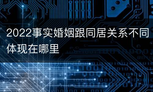 2022事实婚姻跟同居关系不同体现在哪里