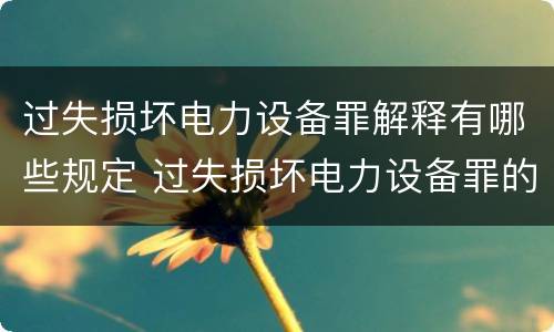 过失损坏电力设备罪解释有哪些规定 过失损坏电力设备罪的构成要件