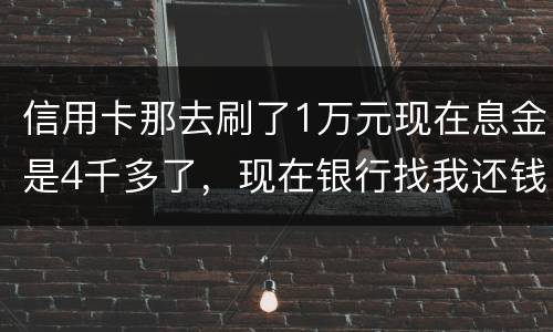 信用卡那去刷了1万元现在息金是4千多了，现在银行找我还钱，要怎样能够诉讼他，
