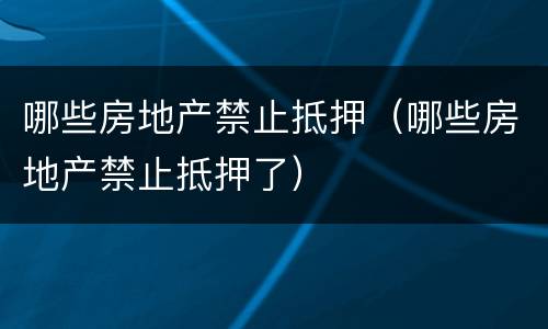 哪些房地产禁止抵押（哪些房地产禁止抵押了）