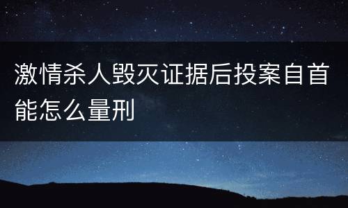 激情杀人毁灭证据后投案自首能怎么量刑