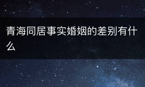 青海同居事实婚姻的差别有什么