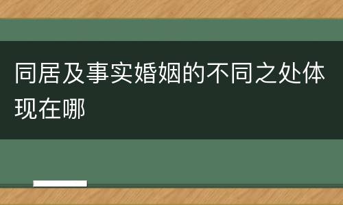 同居及事实婚姻的不同之处体现在哪