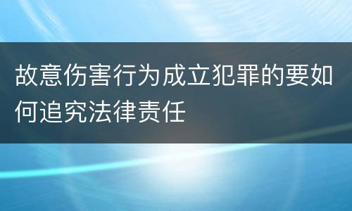 故意伤害行为成立犯罪的要如何追究法律责任