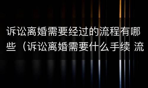 诉讼离婚需要经过的流程有哪些（诉讼离婚需要什么手续 流程）