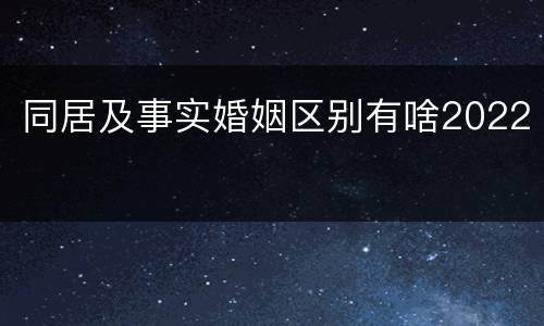 同居及事实婚姻区别有啥2022