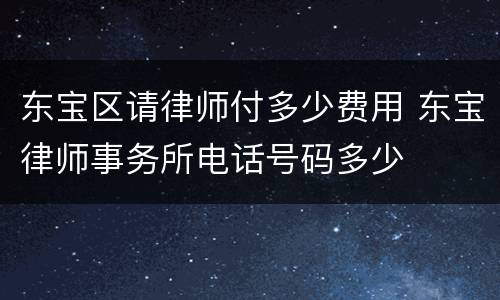 东宝区请律师付多少费用 东宝律师事务所电话号码多少