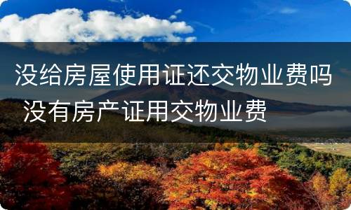 没给房屋使用证还交物业费吗 没有房产证用交物业费