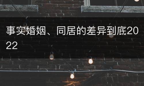 事实婚姻、同居的差异到底2022