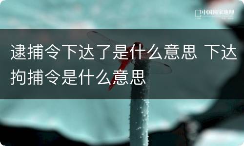 逮捕令下达了是什么意思 下达拘捕令是什么意思