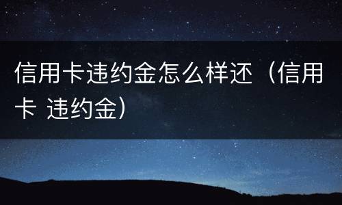 信用卡违约金怎么样还（信用卡 违约金）
