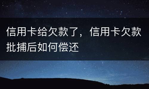 信用卡给欠款了，信用卡欠款批捕后如何偿还