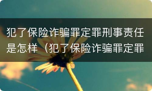 犯了保险诈骗罪定罪刑事责任是怎样（犯了保险诈骗罪定罪刑事责任是怎样认定的）