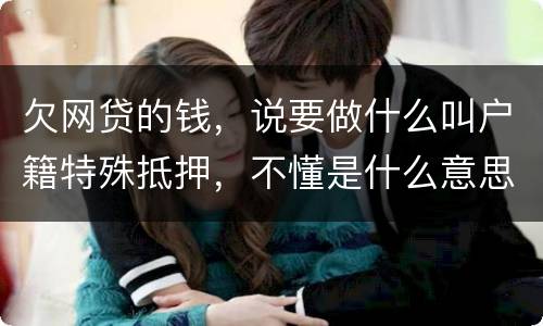 欠网贷的钱，说要做什么叫户籍特殊抵押，不懂是什么意思