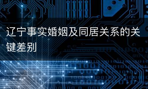 辽宁事实婚姻及同居关系的关键差别