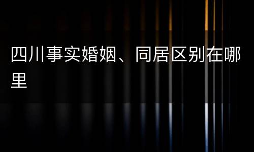 四川事实婚姻、同居区别在哪里
