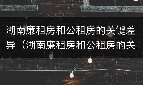 湖南廉租房和公租房的关键差异（湖南廉租房和公租房的关键差异在哪）