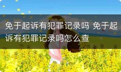 免于起诉有犯罪记录吗 免于起诉有犯罪记录吗怎么查