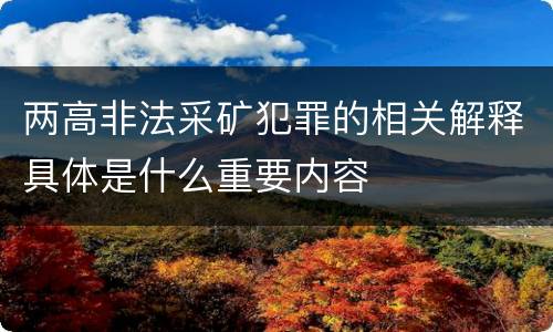 两高非法采矿犯罪的相关解释具体是什么重要内容