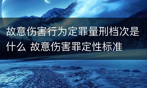故意伤害行为定罪量刑档次是什么 故意伤害罪定性标准